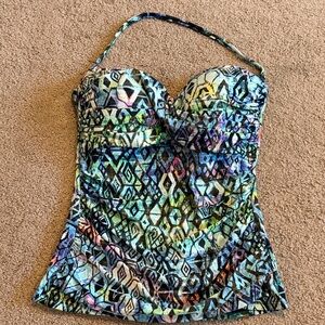 Colorful Geometric Women's Tankini Top size 14